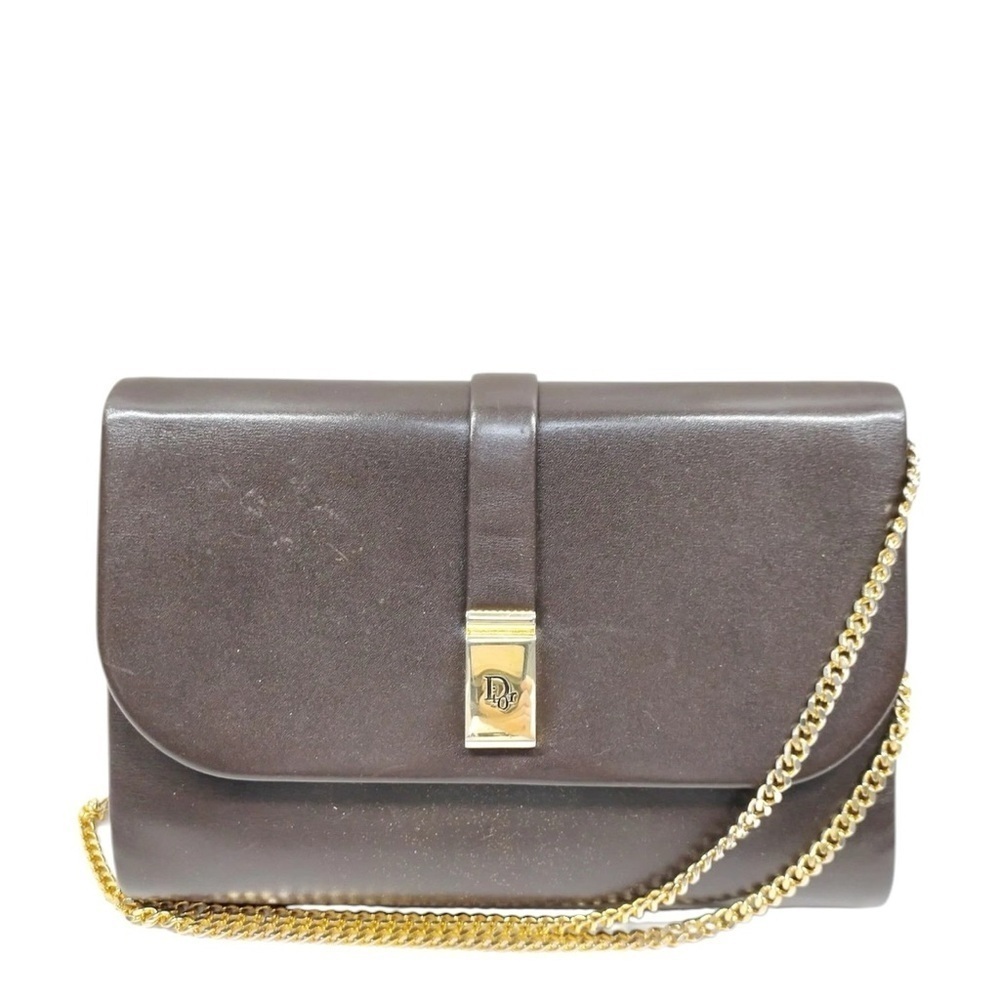 Dior leather shoulder bag brown and gold - Picture 2 of 13